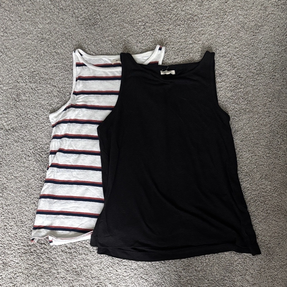 Madewell Women’s Black and Striped Tank Tops